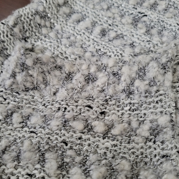 Cato Women's Size S Nubby Mixed Texture Gray Metallic Open Cardigan Sweater - Picture 7 of 9